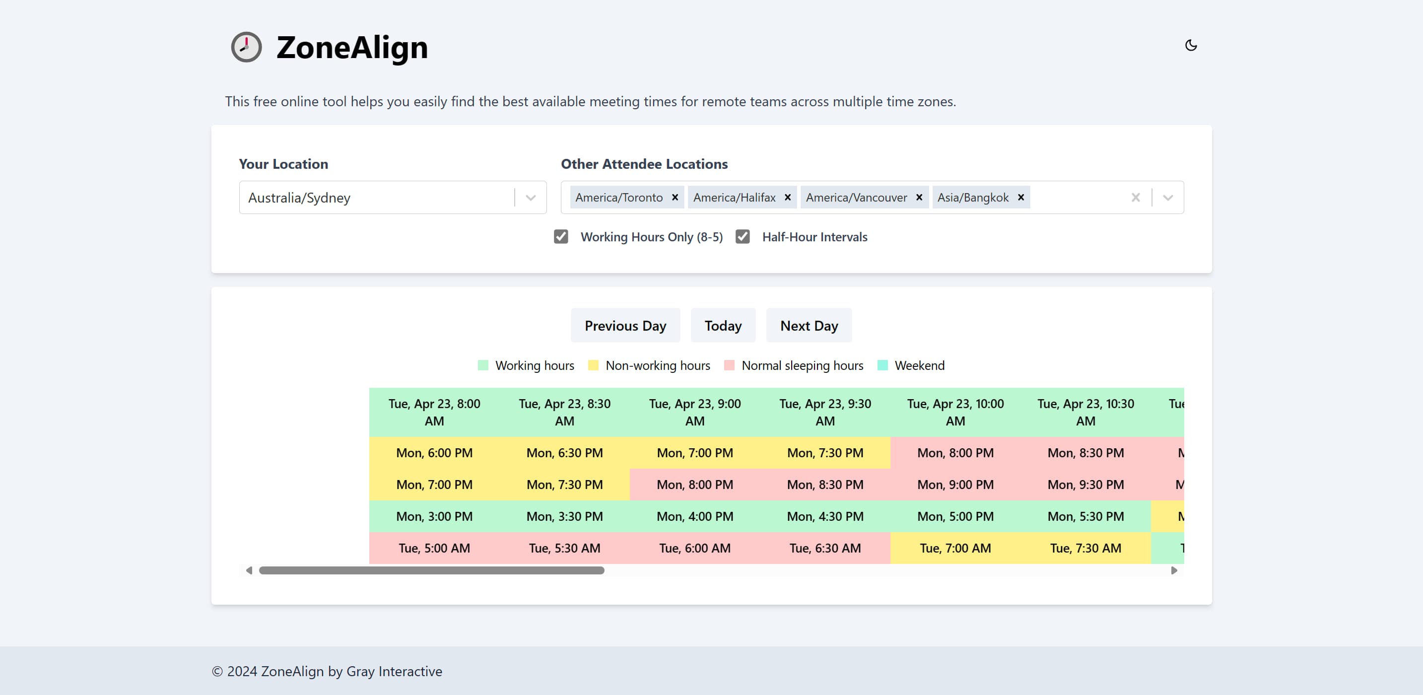 Screenshot of ZoneAlign